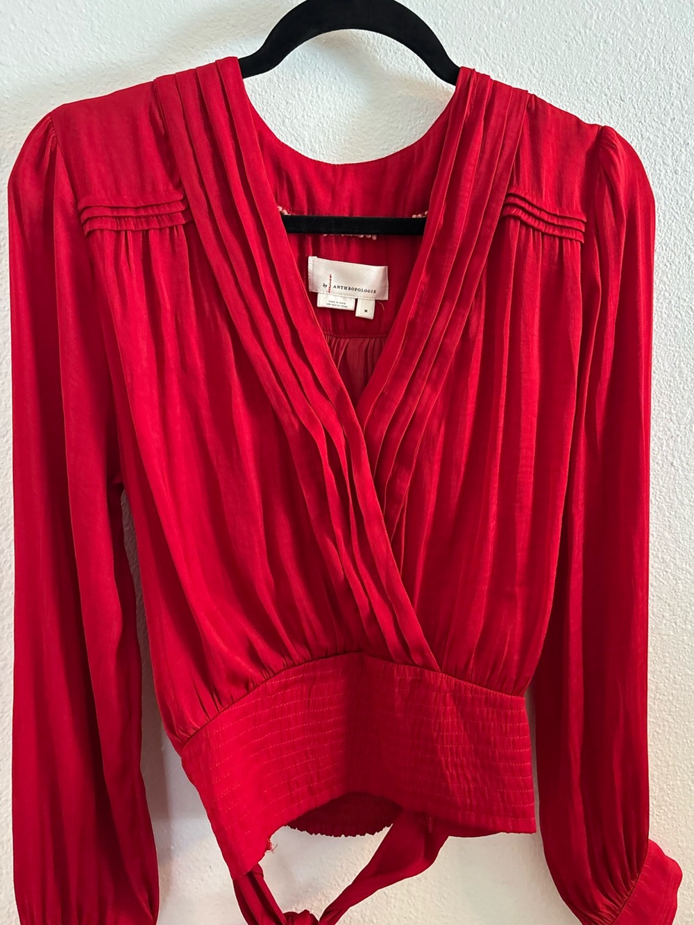 Anthropologie long sleeve red blouse